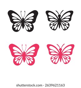 Butterfly silhouette icons. Vector Illustrations.