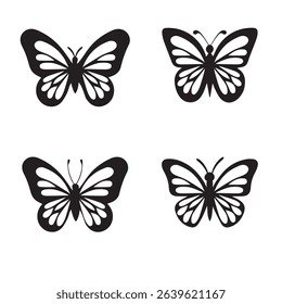 Butterfly silhouette icons. Vector Illustrations.