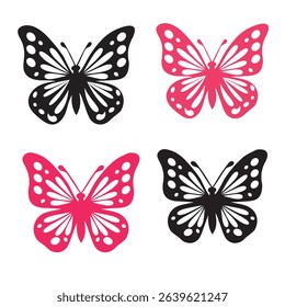 Butterfly silhouette icons. Vector Illustrations.