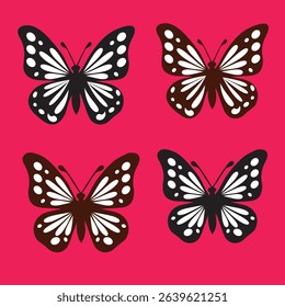 Butterfly silhouette icons. Vector Illustrations.