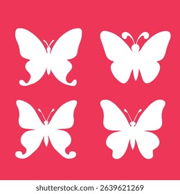 Butterfly silhouette icons. Vector Illustrations.