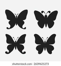 Butterfly silhouette icons. Vector Illustrations.