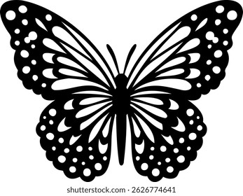 Ilustração da silhueta da borboleta. Vetor de estoque de estêncil borboleta.