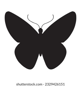 butterfly silhouette isolated black on white background vector illustration