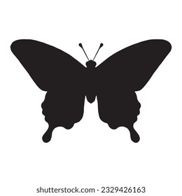 butterfly silhouette isolated black on white background vector illustration
