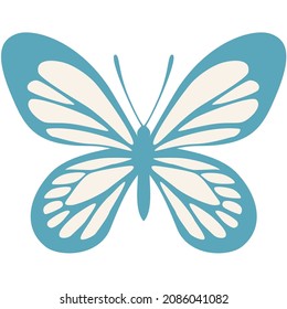 Butterfly silhouette isolated on white. Decorative insect icon. Vector stock illustration.