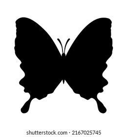 Butterfly silhouette isolated on white vector illustration. Butterfly graphic design. Black silhouettes on a white background.