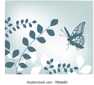 butterfly silhouette with leaves
