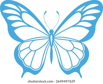 Butterfly Silhouette Line Art Vector Illustration On White Background