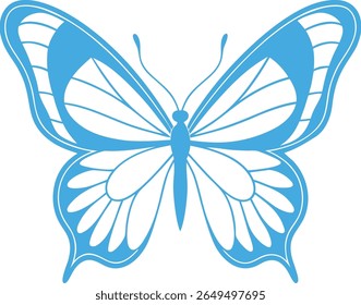 Butterfly Silhouette Line Art Vector Illustration On White Background
