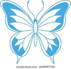Butterfly Silhouette Line Art Vector Illustration On White Background