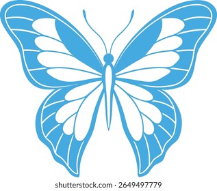 Butterfly Silhouette Line Art Vector Illustration On White Background