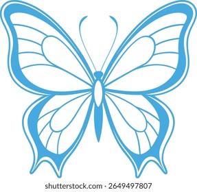 Butterfly Silhouette Line Art Vector Illustration On White Background