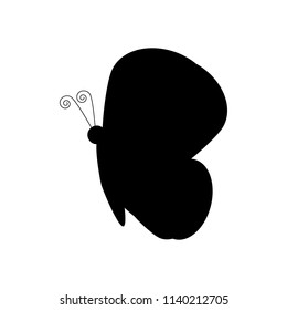 Butterfly silhouette on the white background. Vector illustration
