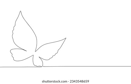 Butterfly silhouette. One line continuous concept butterfly banner. Line art, outline, silhouette, vector illustration.