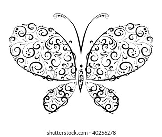 Butterfly silhouette ornament  for you design