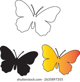 Butterfly Silhouette and Outline Vector Set
