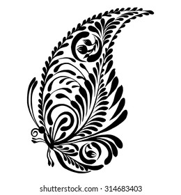 butterfly silhouette paisley