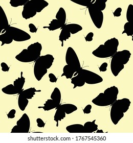 Butterfly silhouette seamless pattern wallpaper perfect for clothing fabric, background, or wrapping paper