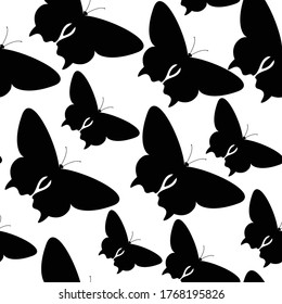 Butterfly silhouette seamless pattern wallpaper perfect for clothing fabric, background, or wrapping paper