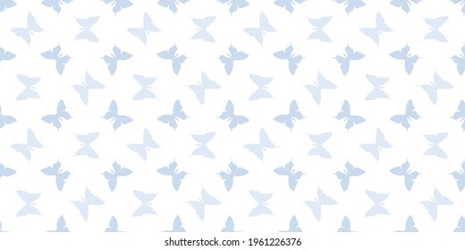 Butterfly silhouette seamless vector pattern background, cute spring pattern with pastel colors, vector butterflies, repeat wallpaper