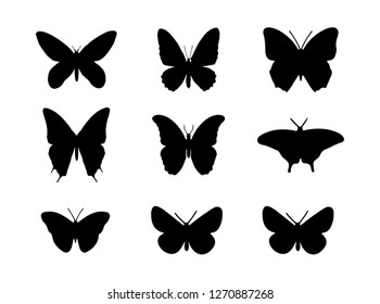 Butterfly Silhouette Set Stock Vector (Royalty Free) 1270887268