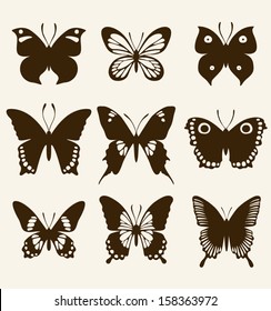 Butterfly silhouette set 