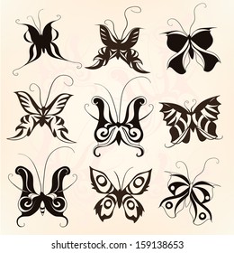 Butterfly silhouette set