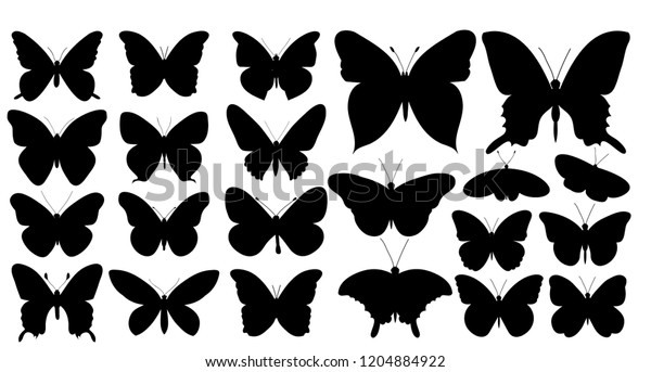 蝶のシルエット セット コレクション のベクター画像素材 ロイヤリティフリー
