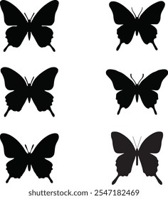 Butterfly Silhouette set on white background