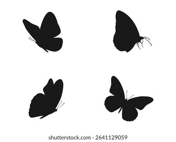 Butterfly silhouette set. Silhouettes of Butterflies in Flight, Perfect for Design Elements. vector collection isolated on a white background.