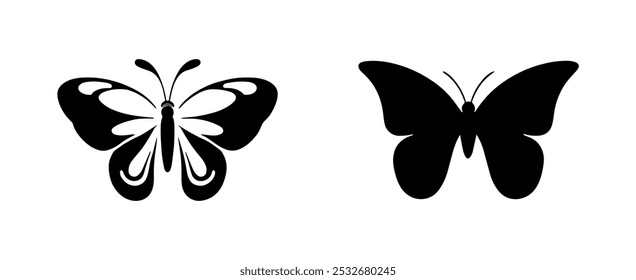 Butterfly Silhouette set vector art illustration