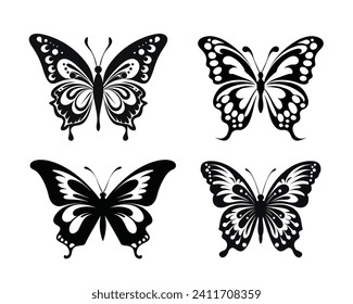 butterfly silhouette set. butterfly vector illustration. butterfly isolated vector on white background.