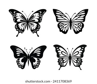 butterfly silhouette set. butterfly vector illustration. butterfly isolated vector on white background.