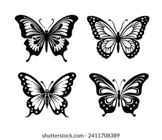 butterfly silhouette set. butterfly vector illustration. butterfly isolated vector on white background.