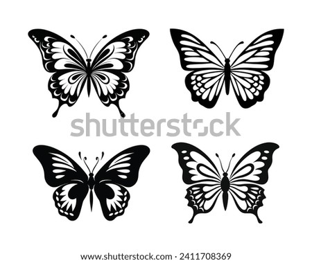butterfly silhouette set. butterfly vector illustration. butterfly isolated vector on white background.