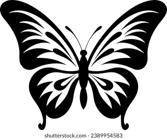 Silhouette de mariposa. Forma de mariposa. Ilustración vectorial aislada en blanco.
