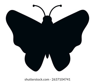 Butterfly silhouette showcasing intricate wing patterns and delicate antennae, symbolizing nature, beauty, transformation, and elegance against a white background