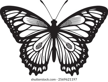 Butterfly silhouette vector art on white background