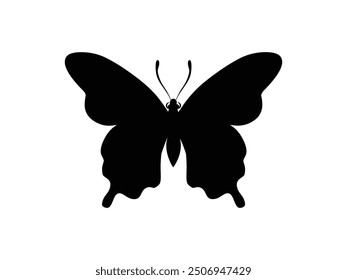 Butterfly Silhouette Vector - Black and White Nature Illustration, Perfect for Tattoos, Clipart, and Graphic Design