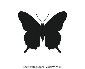 Butterfly Silhouette Vector - Black and White Nature Illustration, Perfect for Tattoos, Clipart, and Graphic Design