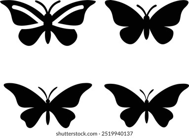Diseño de Vector de silueta de mariposa en fondo blanco 