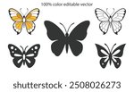Butterfly silhouette vector illustration art design. Silhouette Butterflies Isolated. insects butterfly outline, tattoo, coloring, vector logo icon set on a white background.