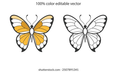 Butterfly silhouette vector illustration art design. Silhouette Butterflies Isolated. insects butterfly outline, tattoo, coloring, vector logo icon set on a white background.
 