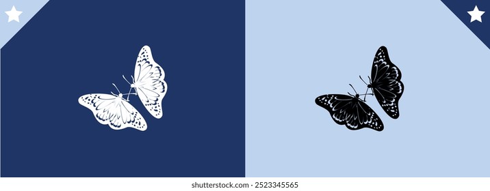 Butterfly silhouette vector illustration art design. Silhouette Butterflies Isolated. insects butterfly outline, coloring, vector logo icon set on a white background.