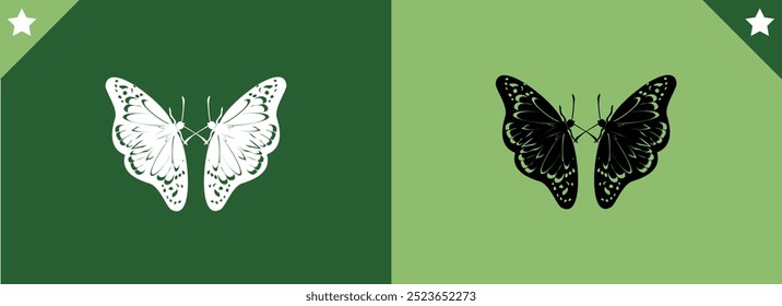 Butterfly silhouette vector illustration art design. Silhouette Butterflies Isolated. insects butterfly outline, tattoo, coloring, vector logo icon set on a white background.