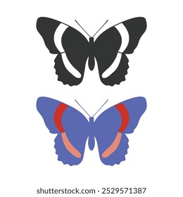 Butterfly silhouette vector illustration art design. Silhouette Butterflies Isolated. insects butterfly outline, tattoo, coloring, on a white background. Vector logo icon set.