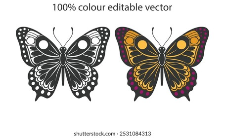 Butterfly silhouette vector illustration art design. Silhouette Butterflies Isolated. insects butterfly outline, tattoo, coloring, vector logo icon set on a white background.