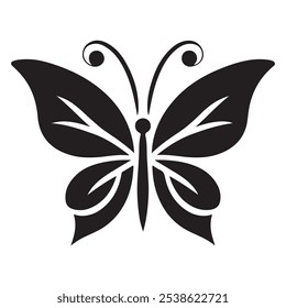 Butterfly silhouette vector illustration art design. Silhouette Butterflies Isolated. insects butterfly outline, tattoo, coloring, vector logo icon set on a white background.