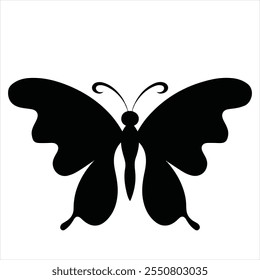 Butterfly silhouette vector illustration art design. Silhouette Butterflies Isolated. insects butterfly outline, tattoo, coloring, vector logo icon set on a white background. Butterfly icon.